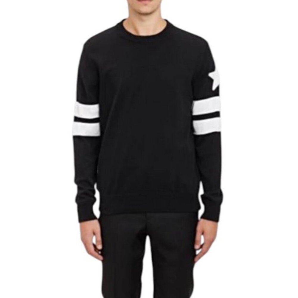 Givenchy black banded sleeve crew neck sweater size L
